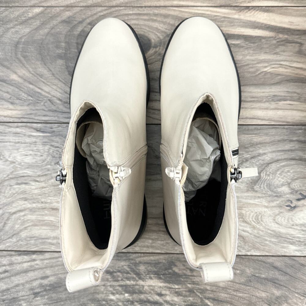 NIB Naturalizer Talise 8.5M Off White Leather Platform Zip Ankle Booties Boots - Picture 11 of 13